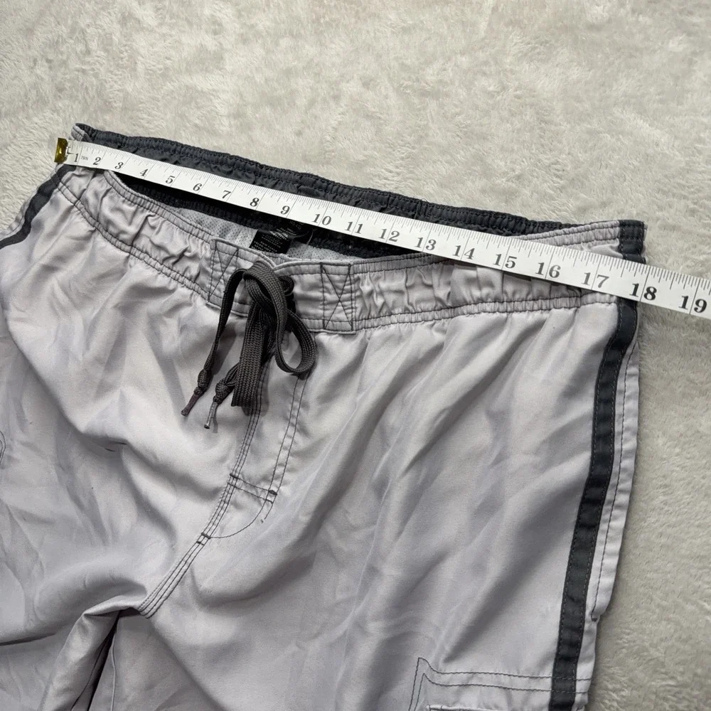 Op Ocean Pacific Mens Gray Cargo Board Shorts Y2k Swim Trunks XL Surf Beach